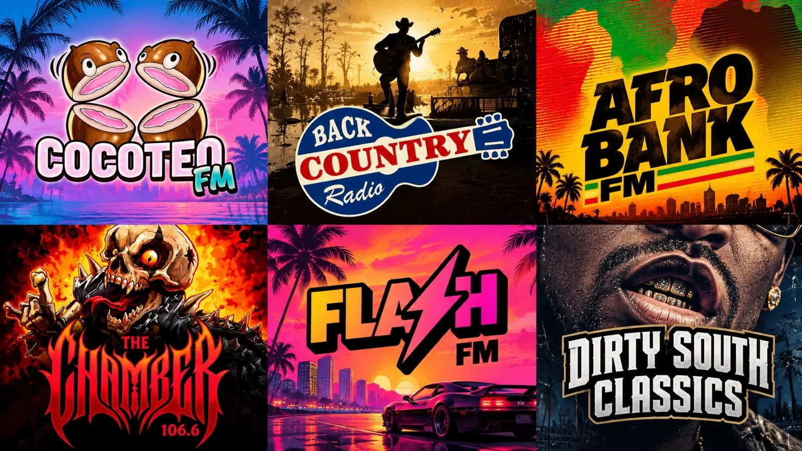 Concept art imagining the GTA 6 radio station lineup